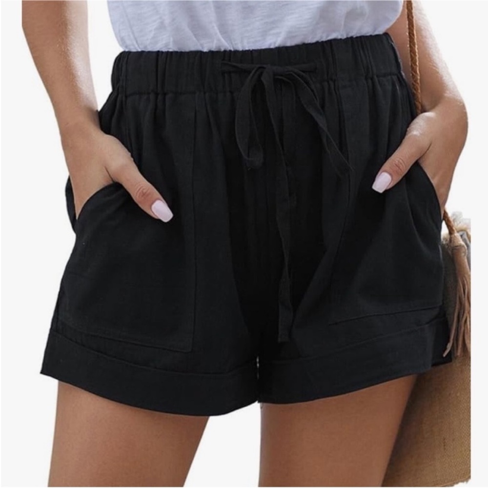Black Linen Shorts
